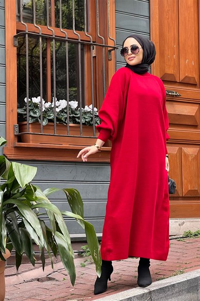 Rove Triko Elbise - Kırmızı
